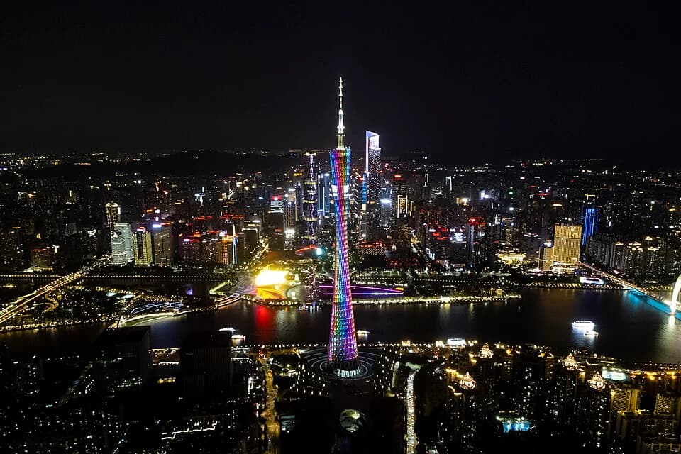 Canton Tower illuminated at night