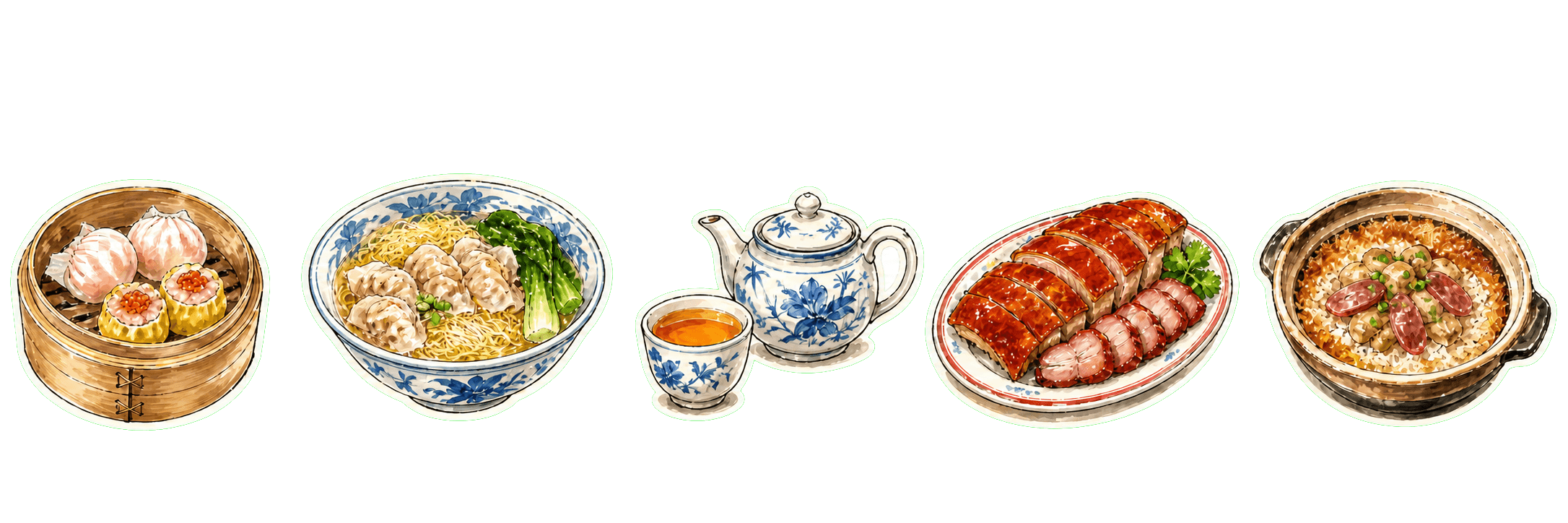 Editorial illustration of a Guangzhou food day