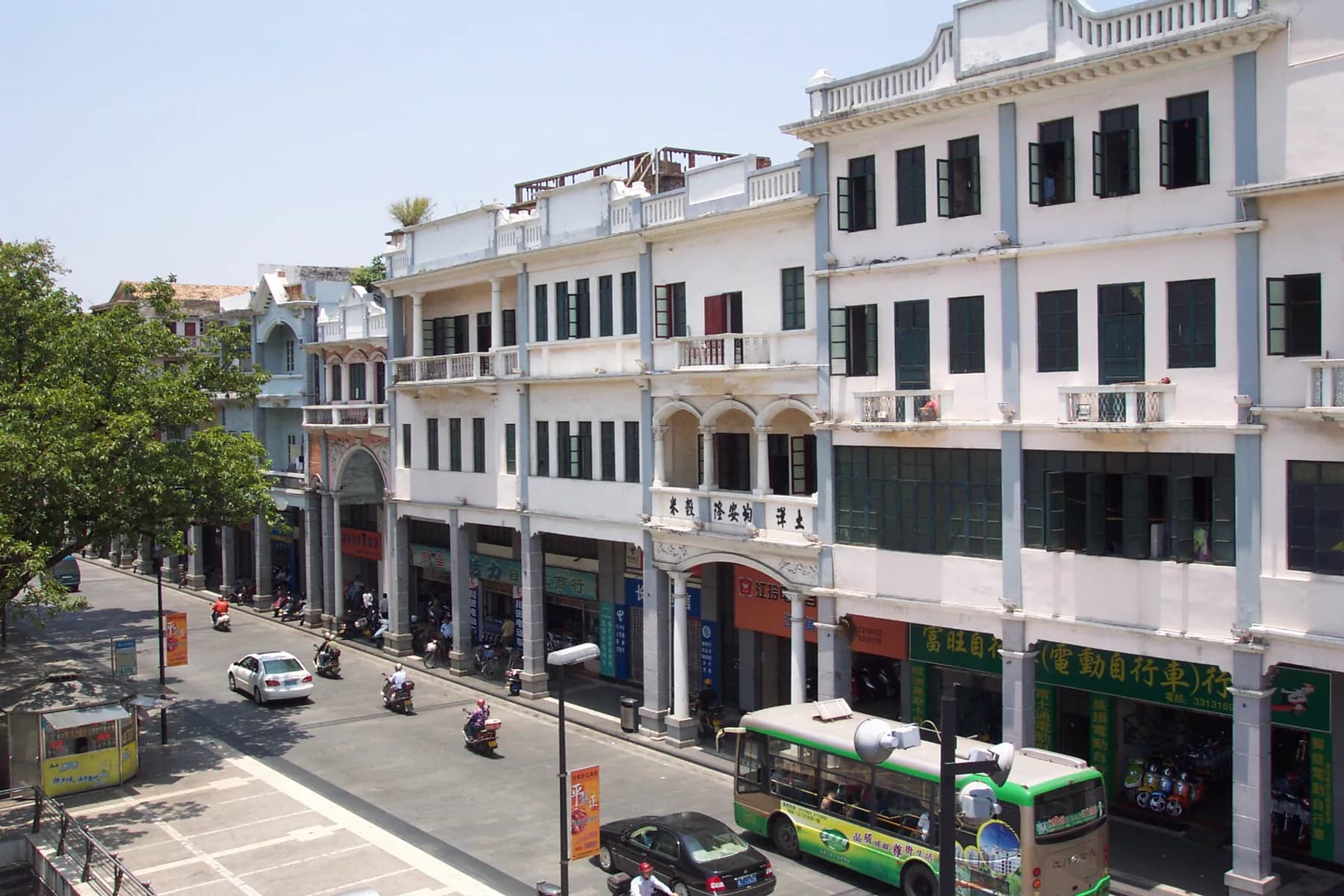 Historic arcades and street façades in central Jiangmen