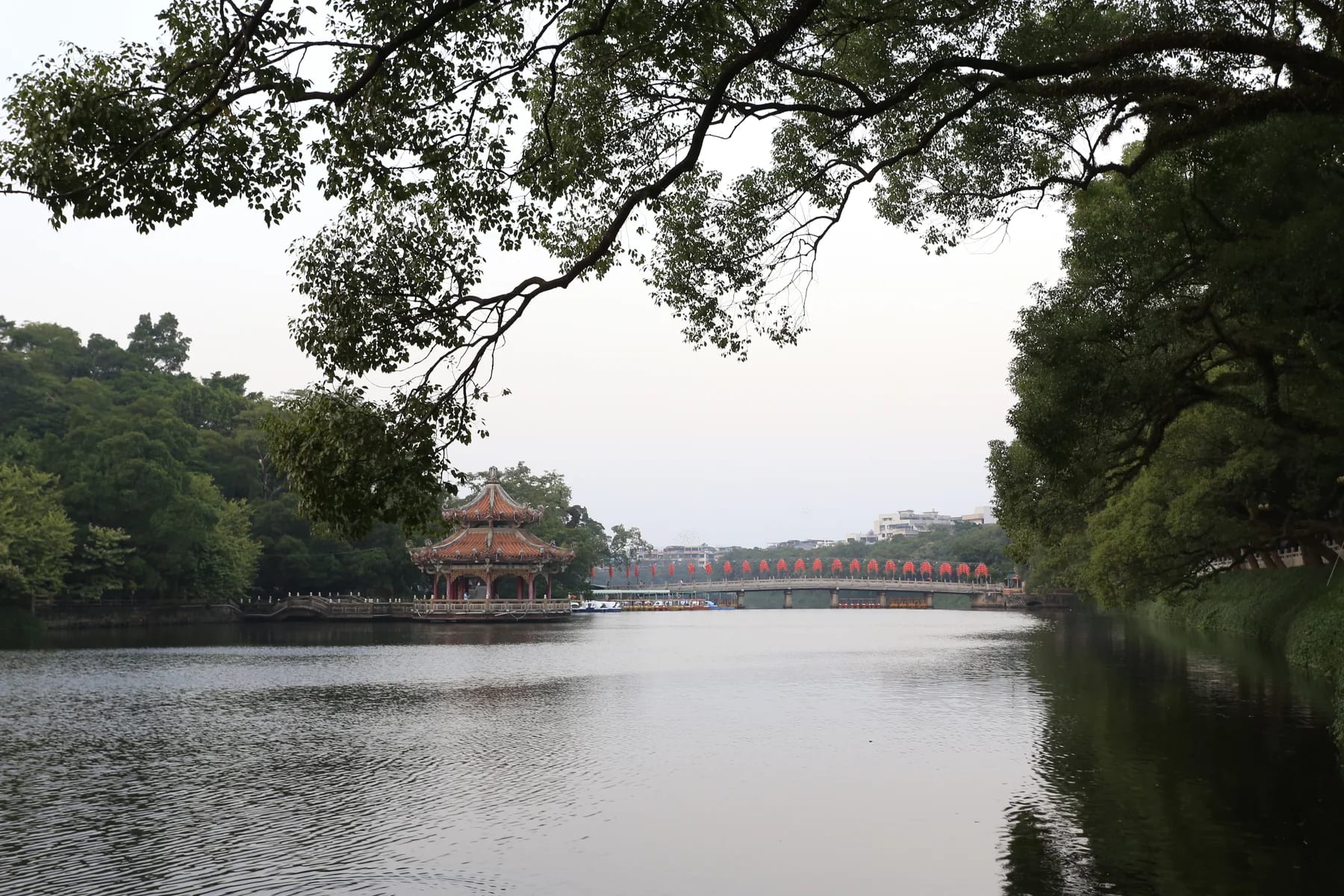 Water, trees and rock at Chaozhou West Lake