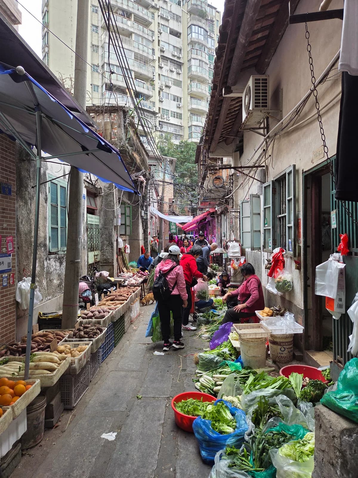 蔬果市場填滿廣州窄巷