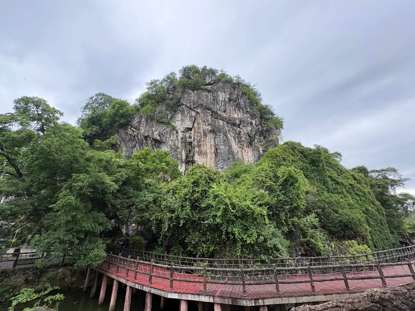 Limestone hill and footbridge at the Maba Man site